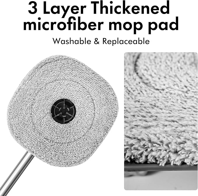 Spin Mop and Bucket with Separate Dirty and Clean Water,360° Spin Mop and Bucket System with Widening Foldable Handle,6 Replaceable Mop Pads,Square Mop for Floor Hardwood Tile Marble Wall Cleaning