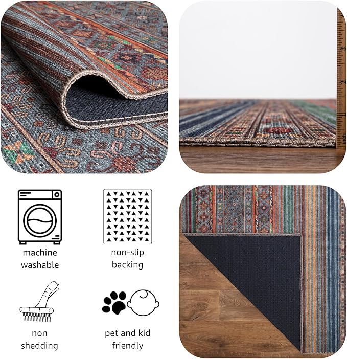 Keen Home Design 2x3 Rug - Machine Washable Entry Rug with Non-Slip Backing, Ideal for Enteryway, Kitchen, Bathroom, Laundry Room - Vintage, Easy Clean, Durable, Low Pile Rug - (2' x 3')