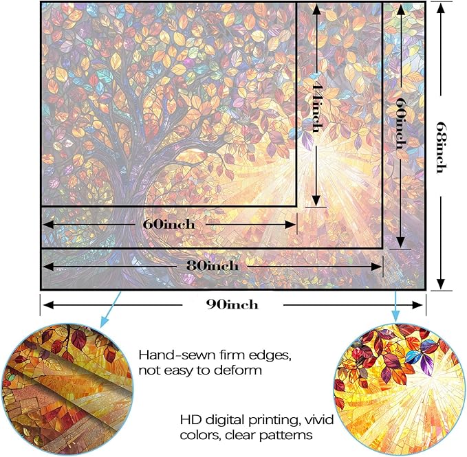 Lunerfex Tree of Life Tapestry Stained Glass Tapestry Wall Decor Tapestries for Bedroom Art Tapestries Wall Hanging for Bedroom Living Room Glass-Tree-03 60"x80"