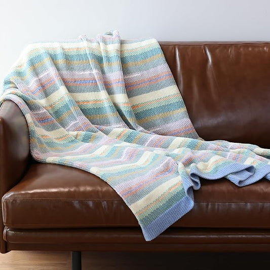 Soft Chenille Yarn Throw 50"x60", Handmade Knit Throw Blanket, for use in All Seasons, Soft Cozy Warm Knitted Blanket for Bed Sofa, Couch Chair, Living Room(2.54Ib)