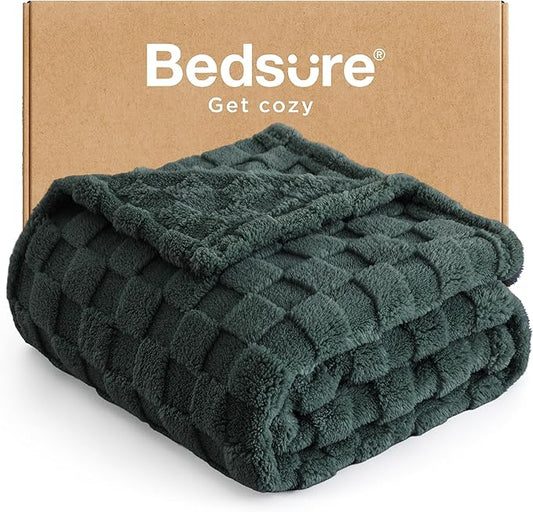 Bedsure GentleSoft Twin Blanket for Bed Dark Green - Super Soft Cozy Blankets for Women Men Girls, Cute Fuzzy Fleece Throws for Bedroom Couch, 60x80 Inches
