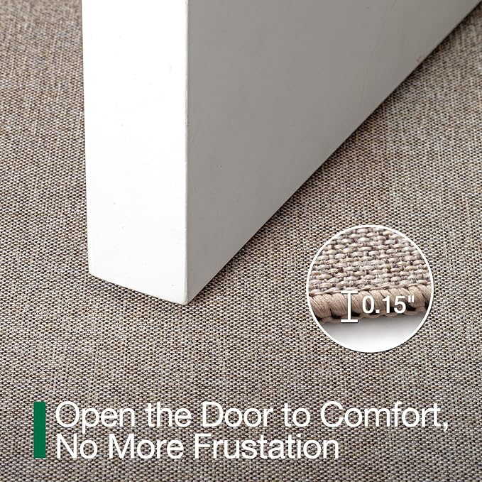 LUMI Ultra Thin Door Mat for Entryway,36"x56" Low Profile Non Slip Rubber Backing Indoor Doormat, Easy Clean Welcome Entrance Mat for Inside House, Patio, Beige