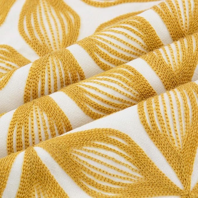 HWY 50 Yellow Decorative Throw Pillow Covers 18x18 Inch (1 Piece), Embroidered Cotton Farmhouse Cushion Cover Pillow Case for Sofa Couch Living Room Bed, Fashion Geometric