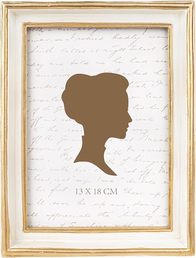 AELS 5x7 Inch Vintage Picture Frame, Elegant Antique Photo Frames with Glass Front, Photo Display, Tabletop Wall Hanging, Gift Ideas, Off-white with Gold Trim
