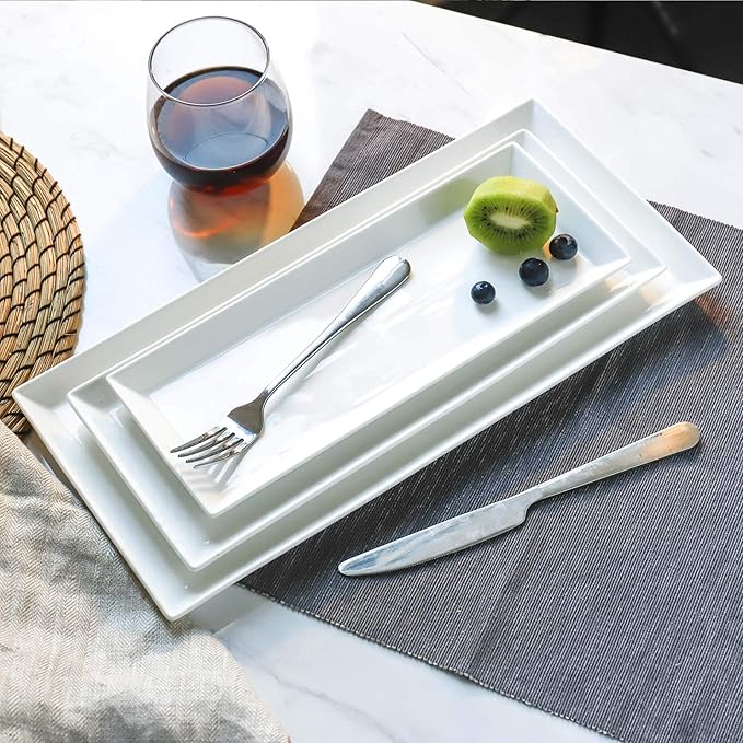 Sweese 2-Pack Porcelain Oval Serving Platters, White High-Grade Durable Professional, White nan 3.0 Count