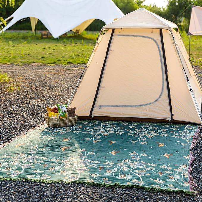 Snycler Boho Throw Blanket for Bed - 100% Cotton Ultra Soft Rustic Quilt Green Hummingbird Printed Farmhouse Decor Bed Blankets,60"×80" All Season Rustic Throw for Sofa Couch Chair