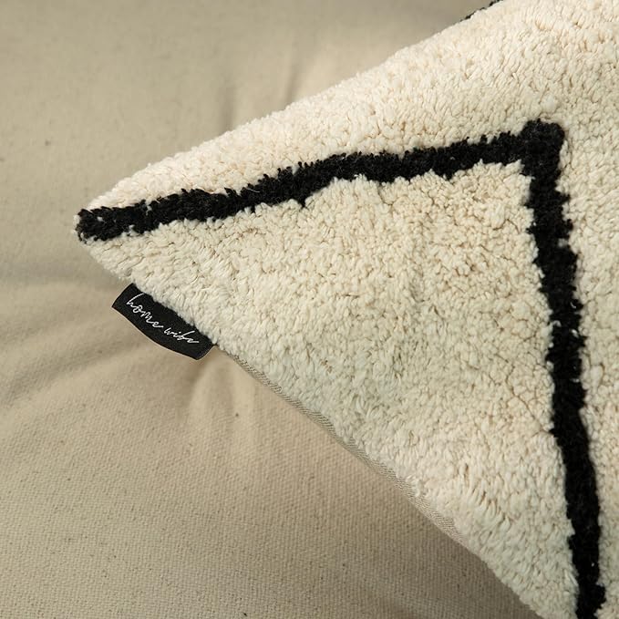 Tufted Boho Pillow Covers 18X18 Inch Throw Pillow Covers Decorative Cushion Cover Exquisitely Crafted with Hand-Finished Tuft Farmhouse Pillow Case for Couch Sofa Bed Living Room Bedroom