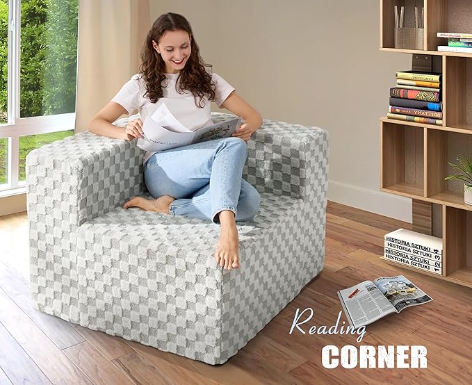 Modular Sectional Sofa 3-Seater Modular Couch with Deep Seat Memory Foam Cloud Chair with Pillows Oversized Sectional Sofa for Living Room Bedroom (Plush GREYOLIVE, 3-Seater)