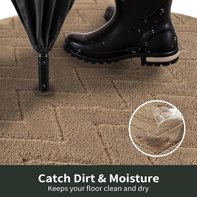 Stiio Front Door Mat Indoor Outdoor Entrance 20x31.5 Inches, Non Slip Washable Entry Rug, Dog Doormat, Absorbent Entrance Mat for Front & Back Door, Muddy Wet Shoes & Paws, Brown