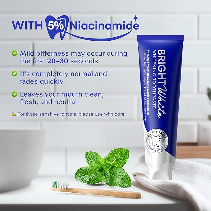 PearlSmile Hydroxyapatite Niacinamide Whitening Toothpaste – 5% Niacinamide + 10% Nano-Hydroxyapatite (nHAp) – Strengthens Enamel & Remineralizes – Fluoride-Free, 4.2oz (Pack of 2)
