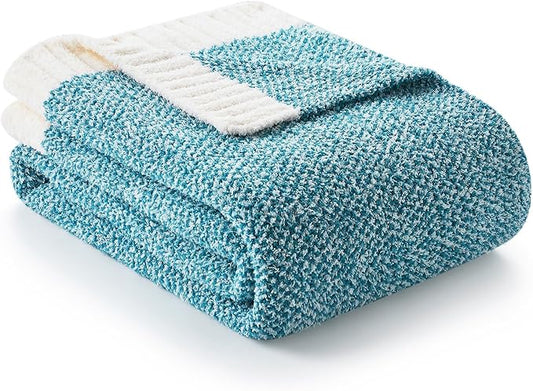 Snuggle Sac Teal Blue Oversized Throw Blankets,Super Soft Warm Cozy Throw Blankets for Couch, Knit Fuzzy Plush Blanket, Heather Teal, 50x70 inches
