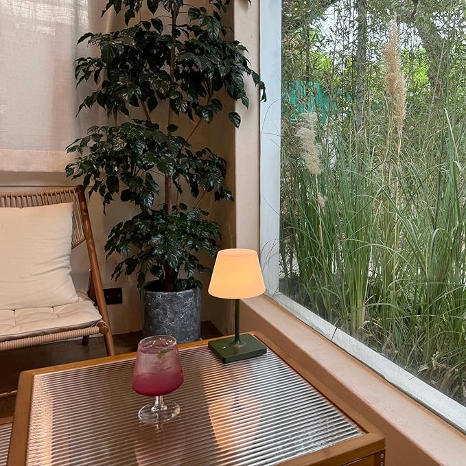 LED Cordless Table lamp Rechargeable,Outdoor Battery Operated Portable Desk lamp,Shower lamp Waterproof,4000mAh LED 3 Colors Dimmable Touch Night Lamps-Green