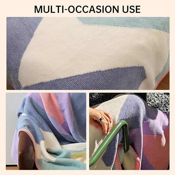 Soft Chenille Yarn Throw 36"x48", Handmade Knit Throw Blanket, for use in All Seasons, Soft Cozy Warm Knitted Blanket for Bed Sofa, Couch Chair, Living Room(1.37Ib)