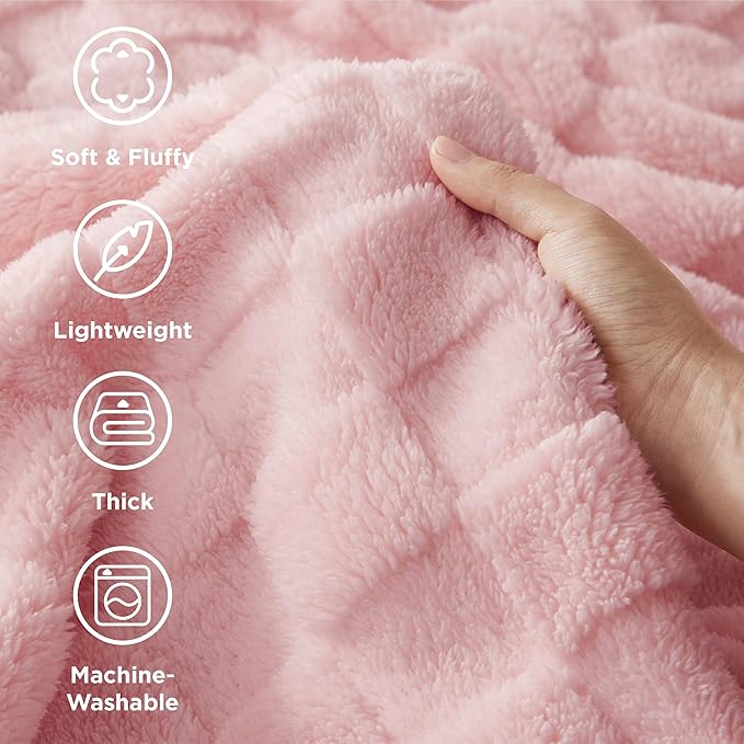 Bedsure GentleSoft Twin Blanket for Bed Blush Pink - Super Soft Cozy Blankets for Women Men Girls, Cute Fuzzy Fleece Throws for Bedroom Couch, 60x80 Inches