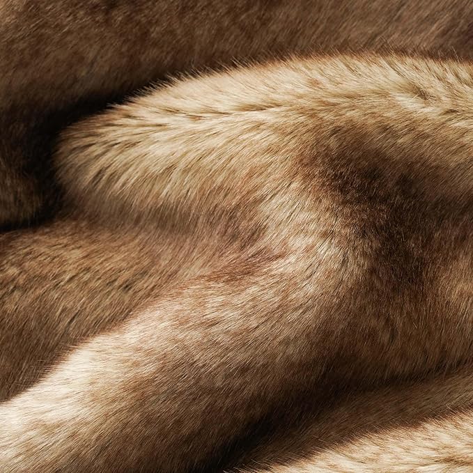 BATTILO HOME Luxury Ochre Faux Fur Throw Blanket, Soft Cozy Mink Fur Blanket for Couch, Sofa, Bed, Plush Warm Fuzzy Fall Fur Throw and Blankets for Home Decor, 50"x60"