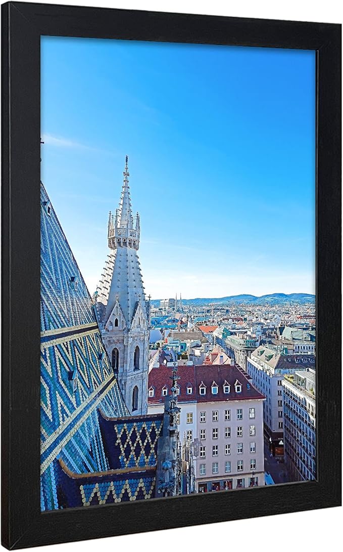 VCK 12x18 Inch Solid Wood Poster Frames with Wall Mounting Hanging Picture Frame Set of 3 Black