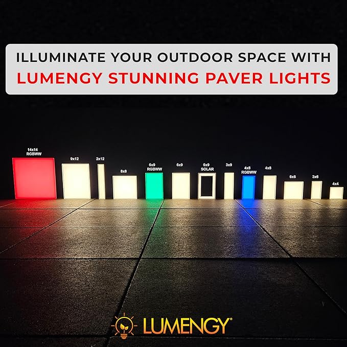 LUMENGY Paver Light 3×6 Inch (2.95 X 5.9), Warm White Glare-Free Illumination for Driveways, Pathways, Pool Deck & Patios, 12V AC/DC, Waterproof & Drive-Over Rated