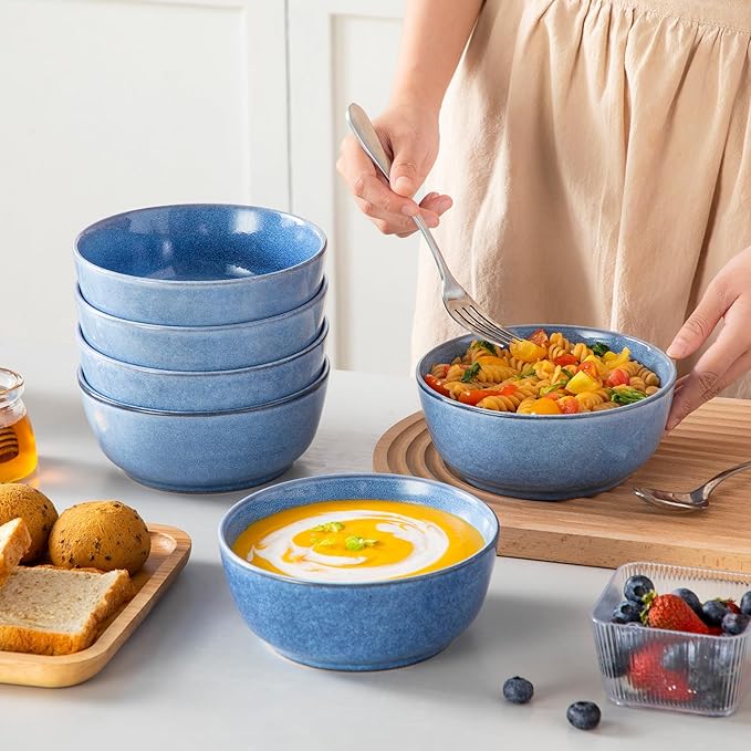 vancasso ANYA 18 Pieces Plates and Bowls Set, Blue Dinnerware Sets, Reactive Glaze Dishes Set for 6, Ceramic Dishware Sets Kitchen Dinner Set, Microwave & Dishwasher Safe