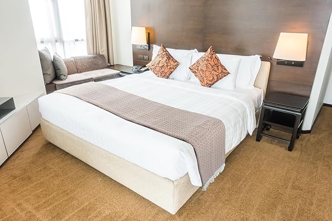 Gold Case Throw Blanket for Bed – 100% Recycled Turkish Cotton Bed Blanket – Decorative Throw Cotton Blankets for Living Room & Bedroom – Elegant Beige Woven Queen Blankets – 90x90