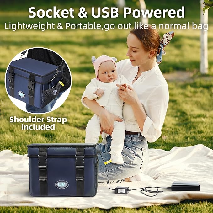 UV Sanitizer Box, 12L Ozone Portable Sanitizing and Cleaning Machine with 3-Level Timer, Foldable UV Cleaner Box for Phone, Toys, Mask, Towel, key, Ozone UV Box 
