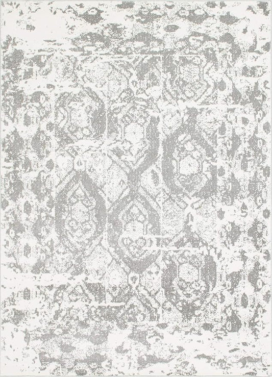 Unique Loom Rosso Collection Vintage, Geometric, Bohemian, Traditional, Distressed, Southwestern Area Rug, Rectangular 9' 0" x 12' 0", Light Gray/Ivory