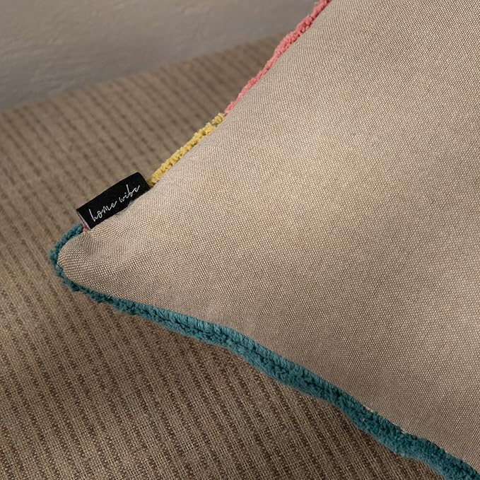 Tuffting Embroidery Decorative Throw Pillow Cover, 18 x 18 inches (Multi)