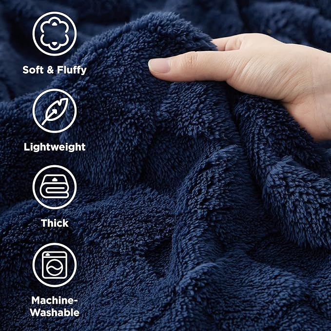 Bedsure GentleSoft Twin Blanket for Bed Navy Blue - Super Soft Cozy Blankets for Women Men Girls, Cute Fuzzy Fleece Throws for Bedroom Couch, 60x80 Inches