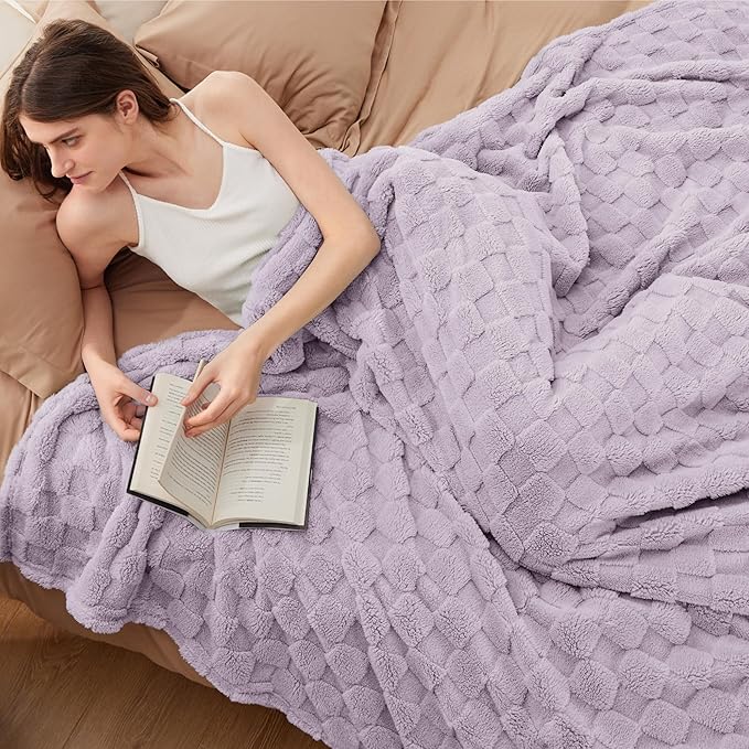 Bedsure GentleSoft King Size Blanket for Bed - Super Soft Cozy Blankets for Women Men Girls, Large Fuzzy Fleece Throw for Bedroom Decor, Lavender Fog,108x90 Inches