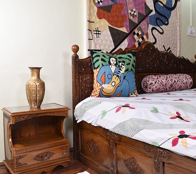 The Music Matisse Decorative Pillow Cover Handembroidered Wool 18x18