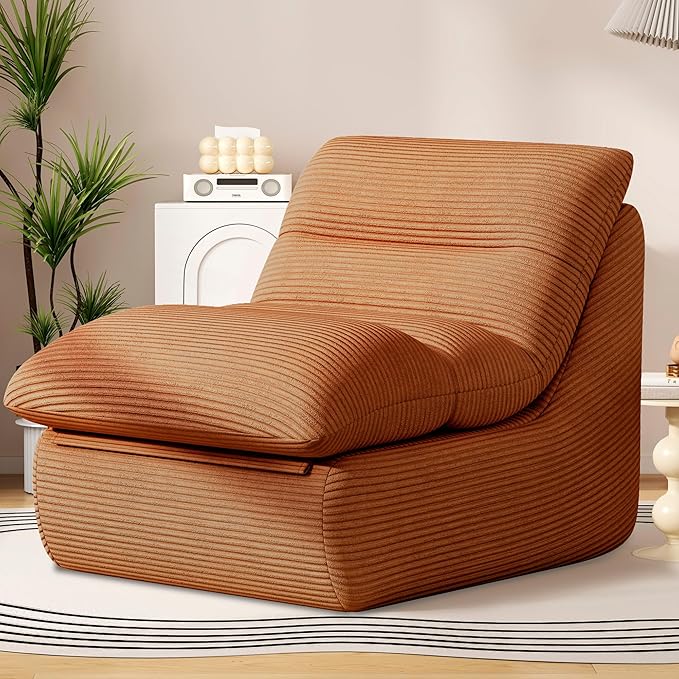 Misolant Bean Bag Chairs,Big Corduroy Fabric Sofa Bean Bag Chair for Adults and Teens with High-Resilience Sponge, Non-Slip Base Floor Lounge Sofa for Home, Living Room, Bedroom, Gaming Brown