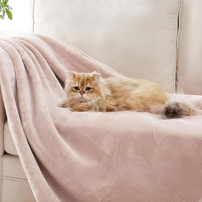 UGG Whitecap Plush Throw Blanket Fleece Lightweight Soft Throw for Couch or Bed Luxury Home Decor for Living Room Washable Hypoallergenic Blankets for Dorm Decor, 50-inch x 70-inch, Light Pink Quartz