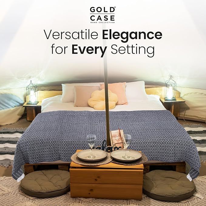 Gold Case Throw Blanket for Couch – 100% Recycled Turkish Cotton Blankets & Throws – Elegant Decorative Throw Blankets for Living Room Sofa – Woven Throws for Couch – Retro Grey – 50x60