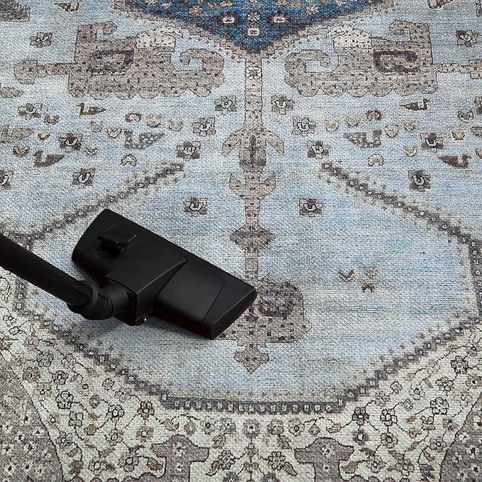 Keen Home Design 2x12 Rug - Machine Washable Runner Rug with Non-Slip Backing, Ideal for Hallway, Entryway, Kitchen, Laundry Room - Vintage, Easy Clean, Durable, Low Pile - (2'6" x 12')