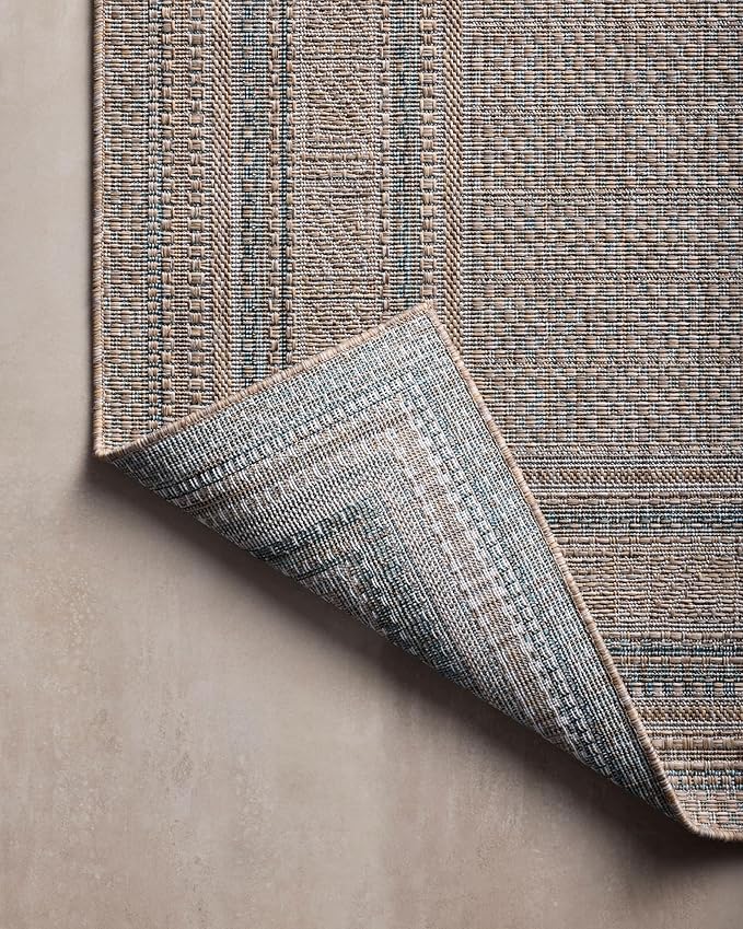 Loloi Amber Lewis Topanga Collection TOP-05 Natural/Teal 5'-3" x 7'-6" Indoor/Outdoor Area Rug