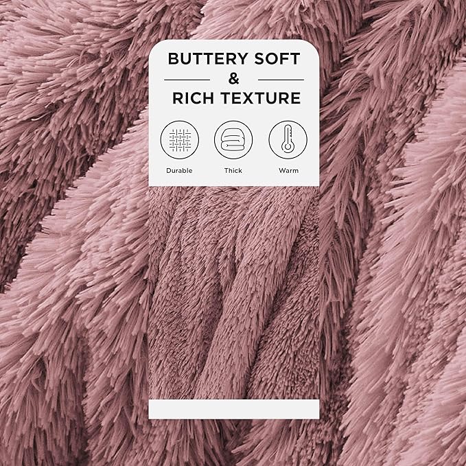 Bedsure GentleSoft Fluffy Dusty Pink King Size Blanket for Bed, Thick Soft Sherpa Faux Fur Fleece Bedding Fuzzy Plush Winter Warm Heavy Big Large King Blanket, Cozy Pink Gifts for Men Women, 108x90