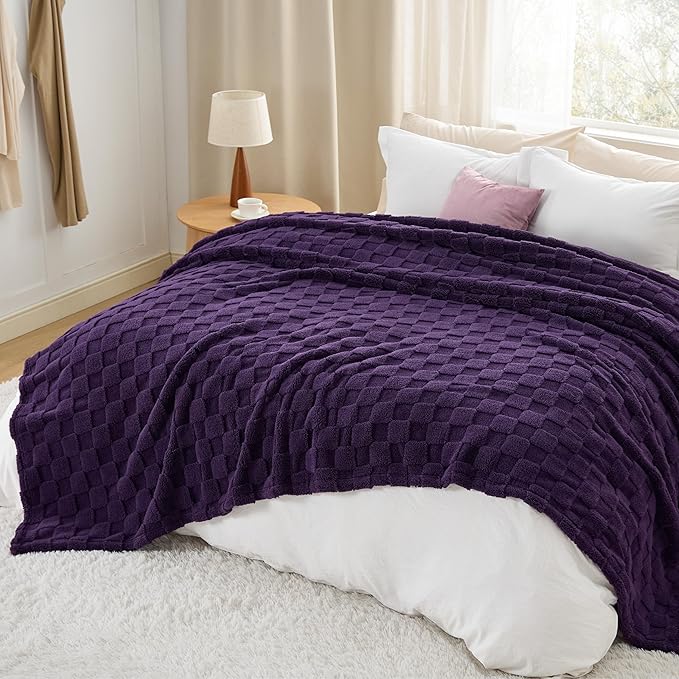 Bedsure GentleSoft King Size Blanket for Bed - Super Soft Cozy Blankets for Women Men Girls, Large Fuzzy Fleece Throw for Bedroom Decor, Purple,108x90 Inches