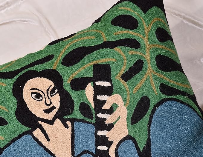 The Music Matisse Decorative Pillow Cover Handembroidered Wool 18x18