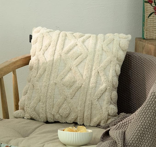 Tufted Boho Pillow Covers 18X18 Inch Throw Pillow Covers Decorative Cushion Cover Exquisitely Crafted with Hand-Finished Tuft Farmhouse Pillow Case for Couch Sofa Bed Living Room Bedroom