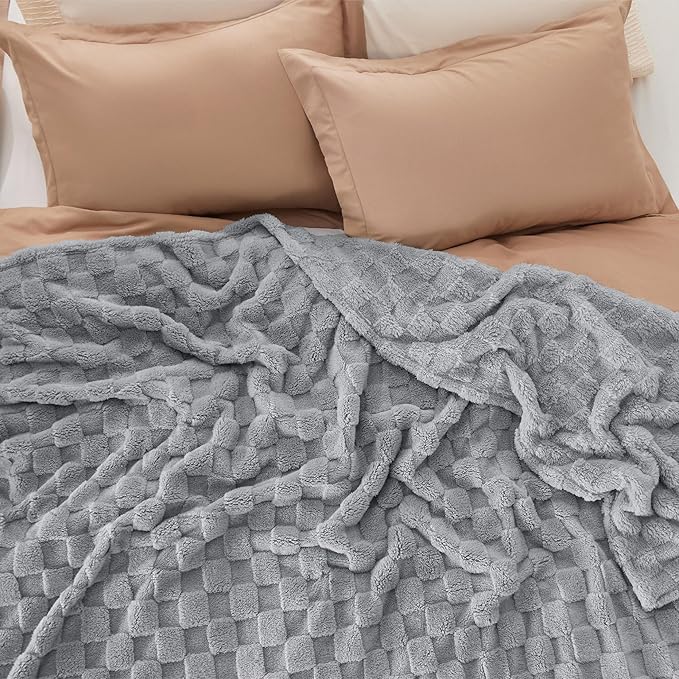 Bedsure GentleSoft Blankets Queen Size for Bed - Super Soft Cozy Blanket for Women Men Girls, Large Fuzzy Fleece Throw for Bedroom Decor, Silver Grey, 90x90 Inches