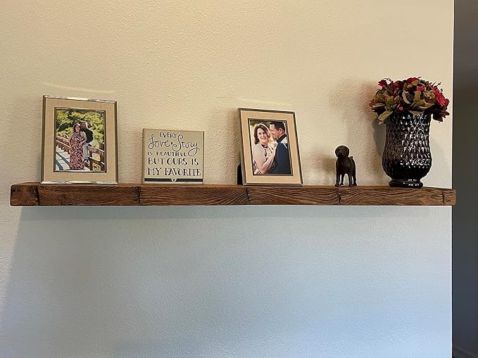 joelsantiques 48 Inch Wooden Floating Shelves for Wall - 48x9x2 in - Made of Natural Wood - Long Heavy Duty Rustic Wall Shelves for Bedroom - Perfect for Living Room, Kitchen - Medium Brown