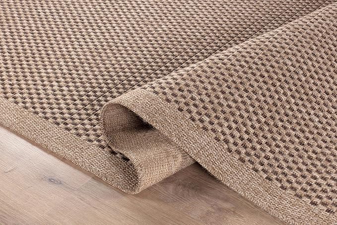 CAMILSON Easy Jute Round Rug 4ft Indoor Outdoor Natural Color Fiber Area Rugs for Living Room Patio and Kitchen Rug, Sisal Boho Woven Design Easy-Cleaning Washable Outside Carpet Alfombras (4 Round)
