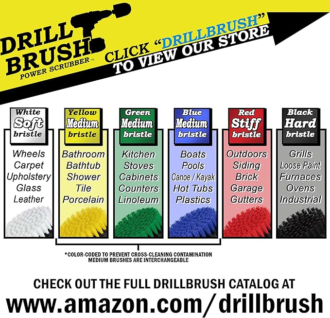 The Ultimate Drill Brush Cleaning Supplies Kit - Bathroom Accessories - Shower Cleaner - Bath Mat - Kitchen Accessories - Grout Cleaner - Dish Brush Set - Stove, Oven, Sink, Outdoor Drill Scrubber