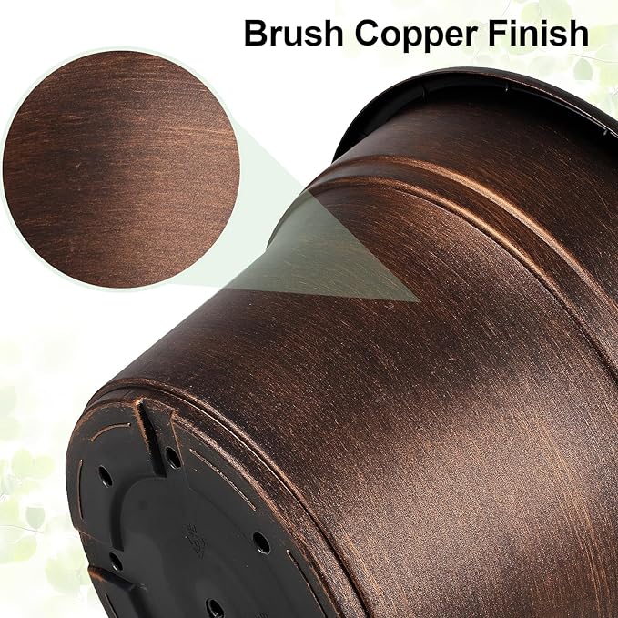 Plant Planters Pots Set of 4 Pack 16 Inch,Large Plastic Flower Pot for Indoor Plants with Drainage Holes & Trays, Resin Decorative Container Sets with Saucer for House Outdoor Garden Plant Copper