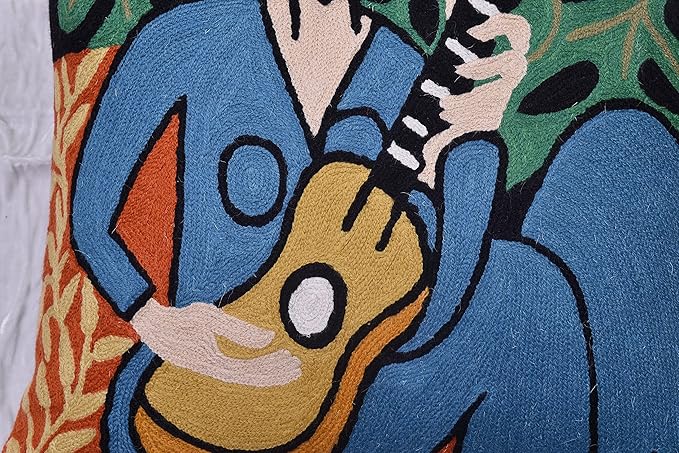 The Music Matisse Decorative Pillow Cover Handembroidered Wool 18x18