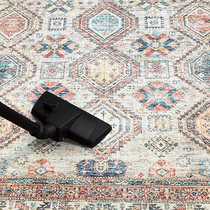 Keen Home Design 5x7 Rug - Machine Washable Area Rug with Non-Slip Backing, Ideal for Living Room, Dining Room, Bedroom - Vintage, Easy Clean, Durable, Low Pile Rug - (5' x 7')