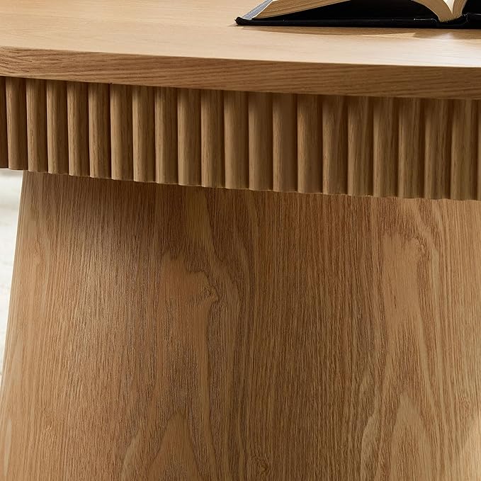 Modern Oval Coffee Table with Wood Pedestal,47.24" Farmhouse Center Table for Living Room, Ellipse Coffee Tables Tea Table for Bedroom, Apartment-Natural