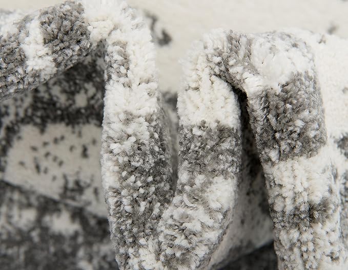 Unique Loom Rosso Collection Vintage, Geometric, Bohemian, Traditional, Distressed, Southwestern Area Rug, Rectangular 9' 0" x 12' 0", Light Gray/Ivory