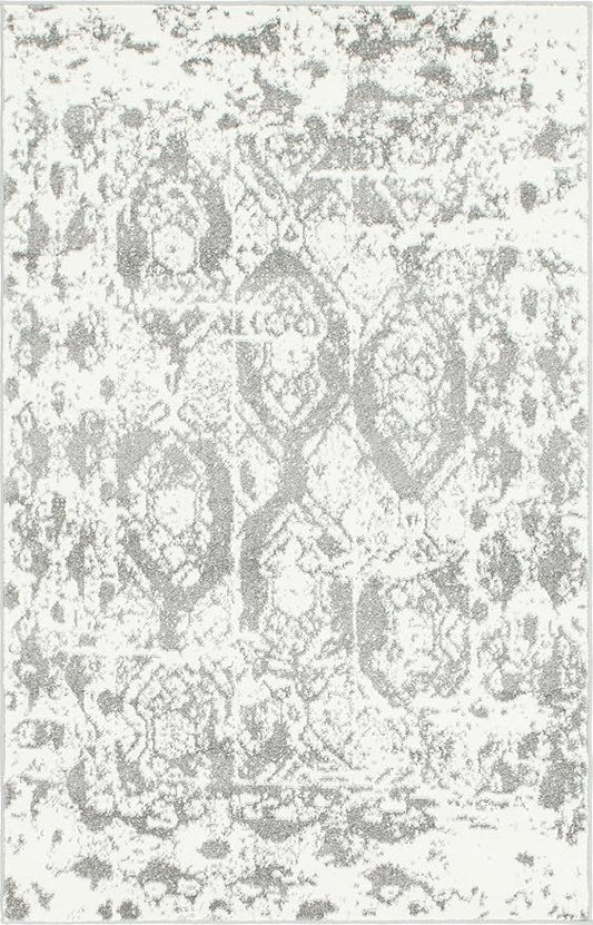Unique Loom Rosso Collection Vintage, Geometric, Bohemian, Traditional, Distressed, Southwestern Area Rug, Rectangular 4' 0" x 6' 0", Light Gray/Ivory