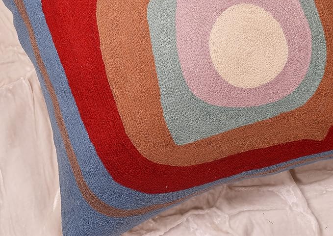 Kandinsky Modern Pillow Cover - Ruby Abstract Pillows | Contemporary Pillows | Mid Century Chair Cushions | Handmade Wool Size 18x18