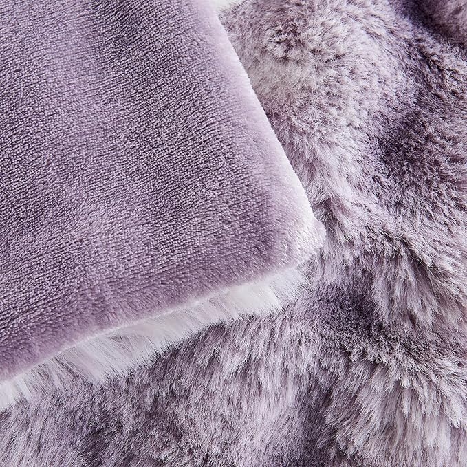 Lotus Karen Faux Fur Throw Blanket Tie-Dye Purple - Big Bubble Rabbit Fluff Blanket for Couch, Large Fluffy Fuzzy Cozy Blanket,Thick Furry Plush Shaggy Blankets,90x90 Inches